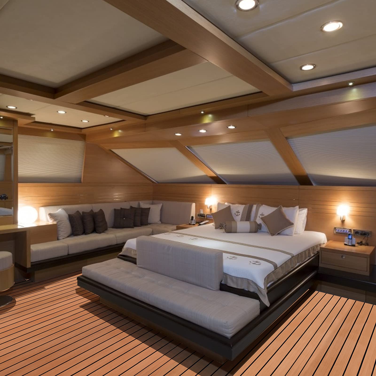 Eva Imitation Teak Bodenbelag Matte,Selbstklebend Teppich Pad,Eva Schaum Boot Yacht Bodenbelag Teppich,für Boot,Bodenbelag,Surfbrett,Boot Yacht,Marine,Braune