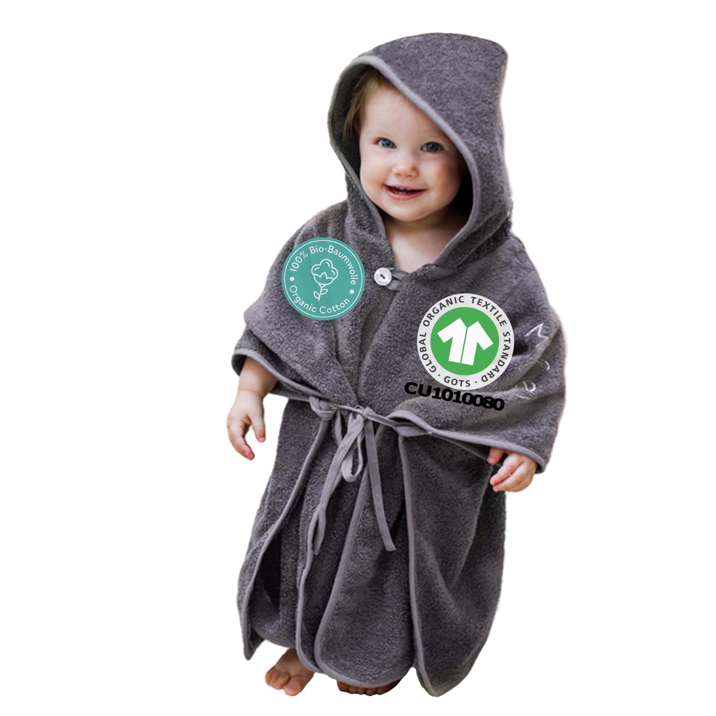 MABYEN Peignoir de bain pour bébé - Sortie de bain premium à capuche pour Enfant - Taille 1 à 3 ans – 100% coton, OEKOTEX Standard