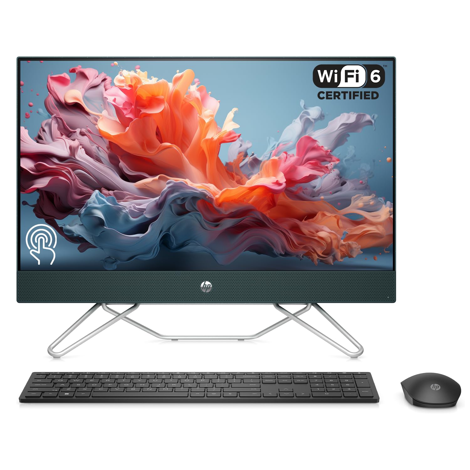 HP23.8" FHD Touchscreen All-in-One, Intel Pentium Silver J5040, 12GB RAM, 512GB SSD, IR Webcam, Wi-Fi 6, HDMI, RJ-45, Windows 11 Home, Wireless Keyboard Mouse, Starry Forest