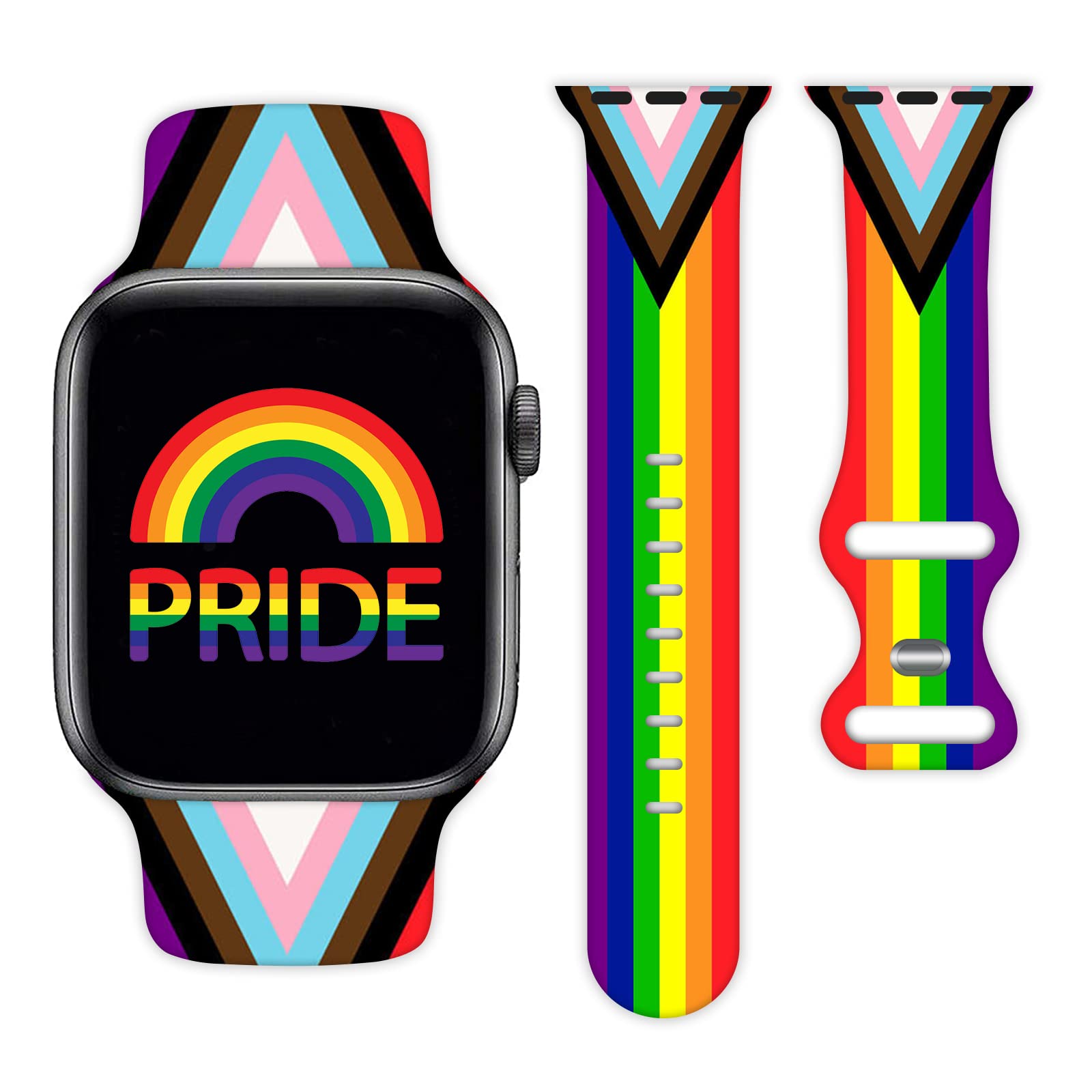 Lgbtq Flag Pride Watch Bands Compatible with Apple Watch 38mm 40mm 41mm 42mm 44mm 45mm Silicone Wristbands Replacement Strap for IWatch Series 7 6 5 4 3 2 1 SE Women Men Unisex Gifts(38mm/40mm)