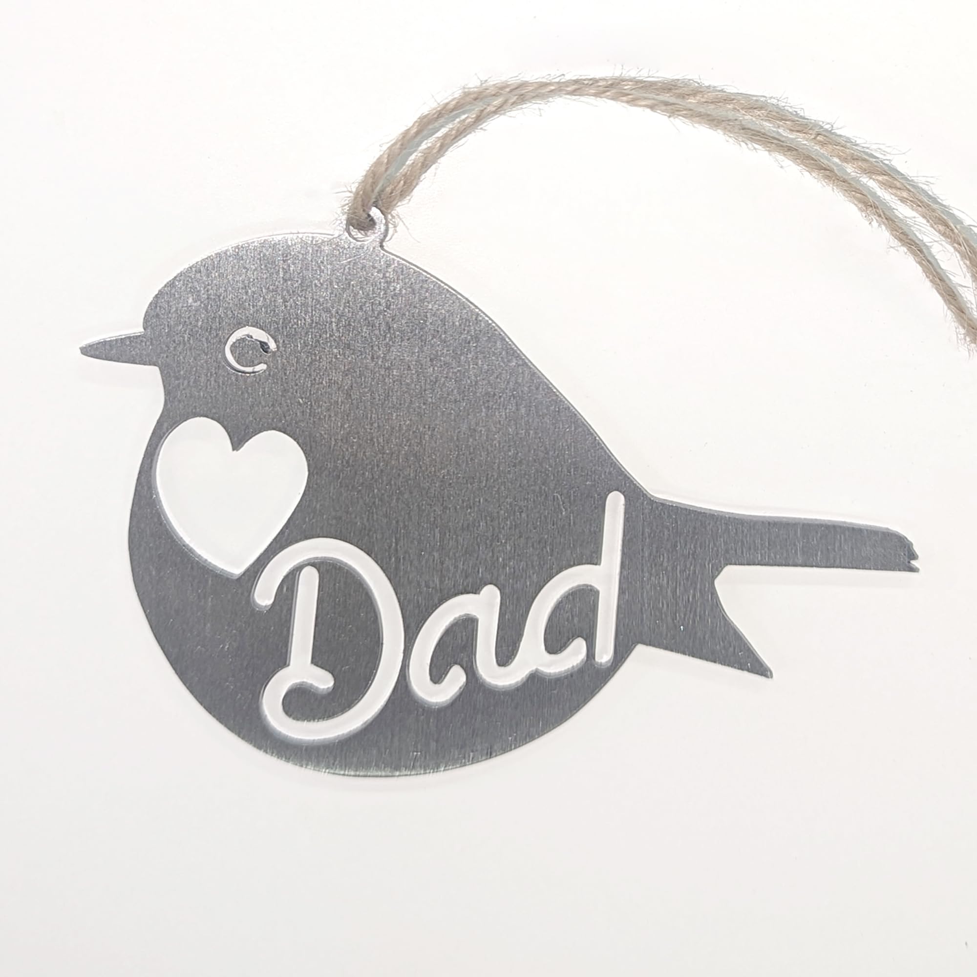 Dad Steel Robin Decoration – Hanging Metal Robin Ornament – Steel Keepsake Gift for Dad – Indoor or Outdoor Garden Decoration