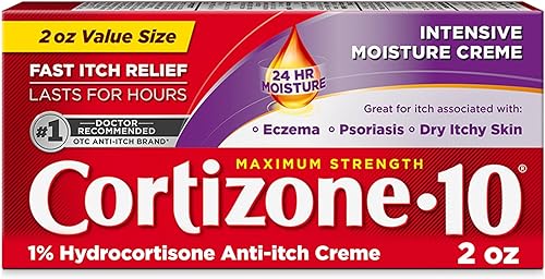 Cortizone 10 Crema antipicazón de humedad intensiva de máxima resistencia, 1% de hidrocortisona, 2 oz.