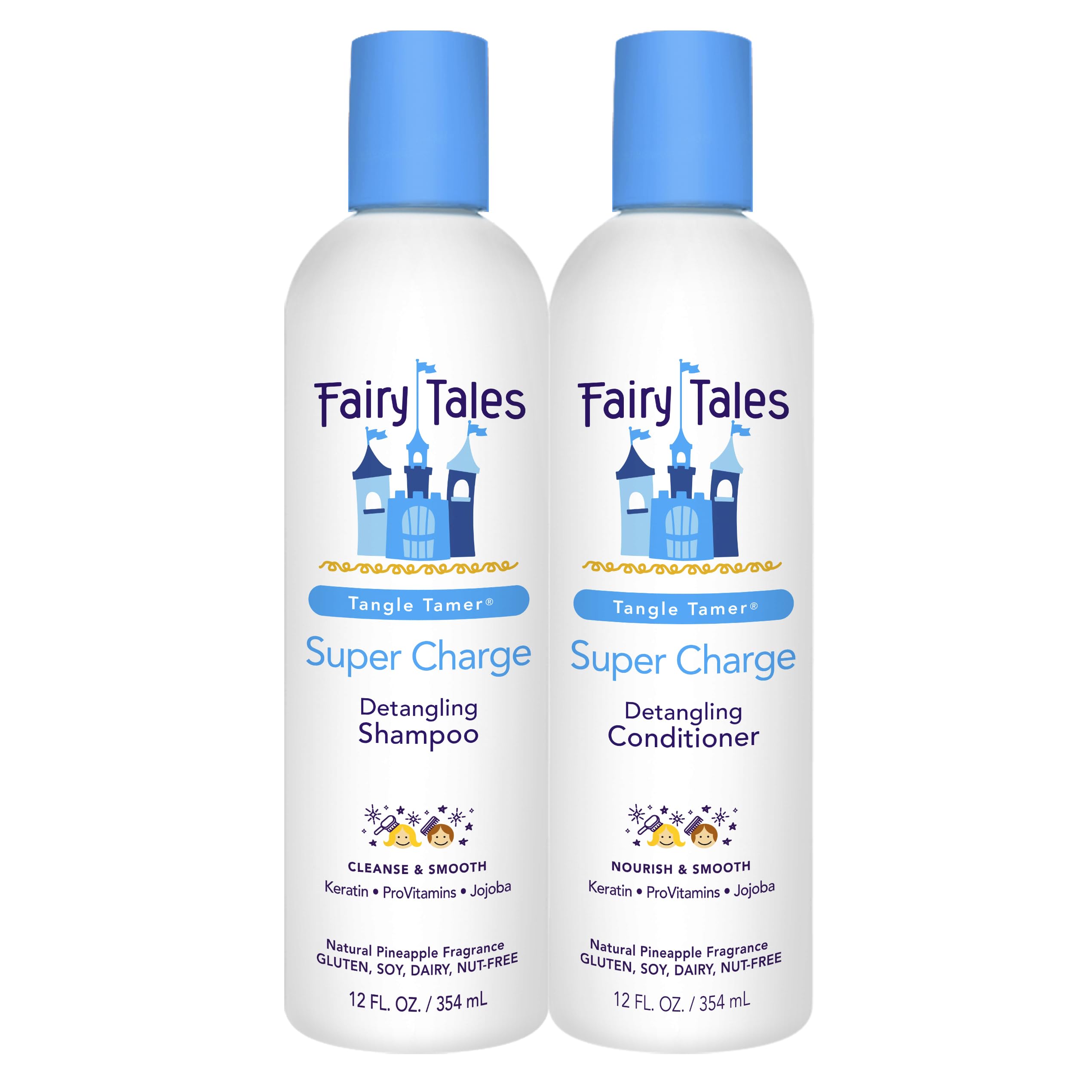 Fairy Tales Tangle Tamer Detangling Shampoo and Conditioner for Kids - Ultra Moisturizing and Anti Frizz Protection - Paraben Free, Sulfate Free - 12 Oz (2 pack)