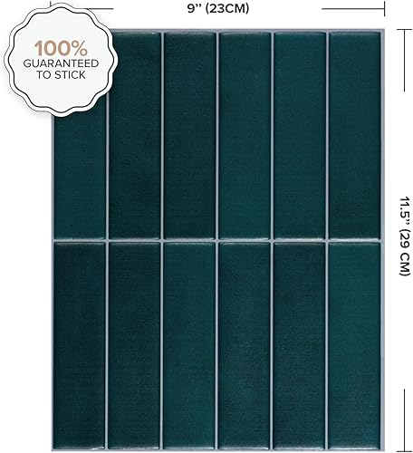 Miniatura 9 de SMART TILES Protector contra salpicaduras para despegar y pegar, 5 hojas de 11.87 x 9 pulgadas, adhesivo 3D para cocina, baño, azulejos de pared