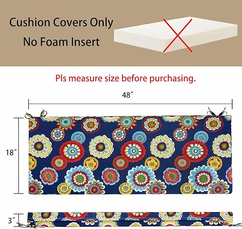 Miniatura 3 de Magpie Fabrics Funda de cojín para banco de patio de 48 x 18 x 3 pulgadas, sin relleno. Funda de repuesto resistente al agua y a la decoloración