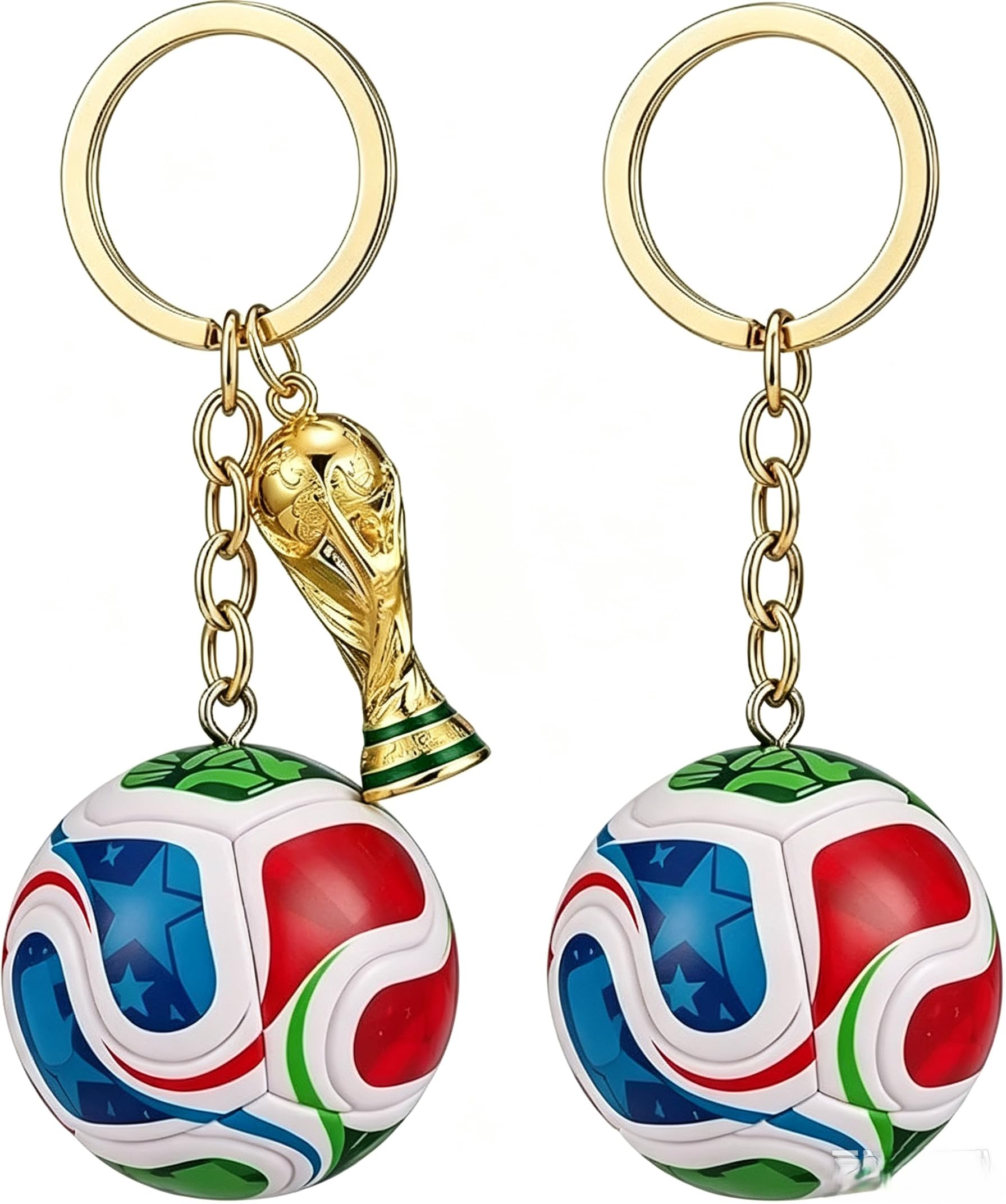 Ouhonix Football Keyring with Trophy Charm–3D Soccer Keychain for UK Fans