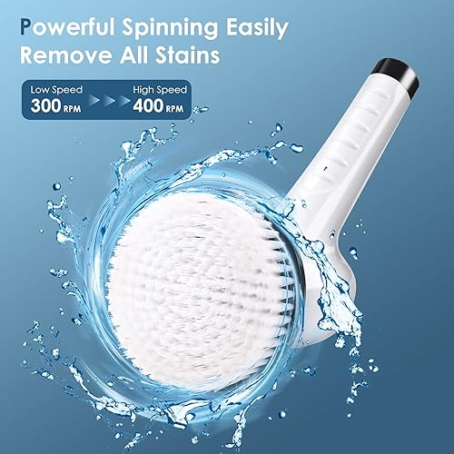 Miniatura 3 de MEYFROX - Cepillo de limpieza inalámbrico con mango de extensión ajustable y 7 cabezales de cepillo reemplazables limpiador de ducha eléctrico para