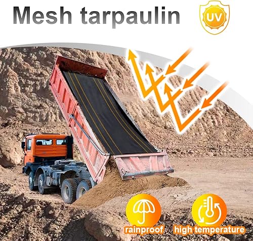 Miniatura 2 de Tentproinc - Lona de malla para camión de volteo, cubierta resistente con bolsillo de 6 pulgadas, correa de doble puntada reforzada con doble