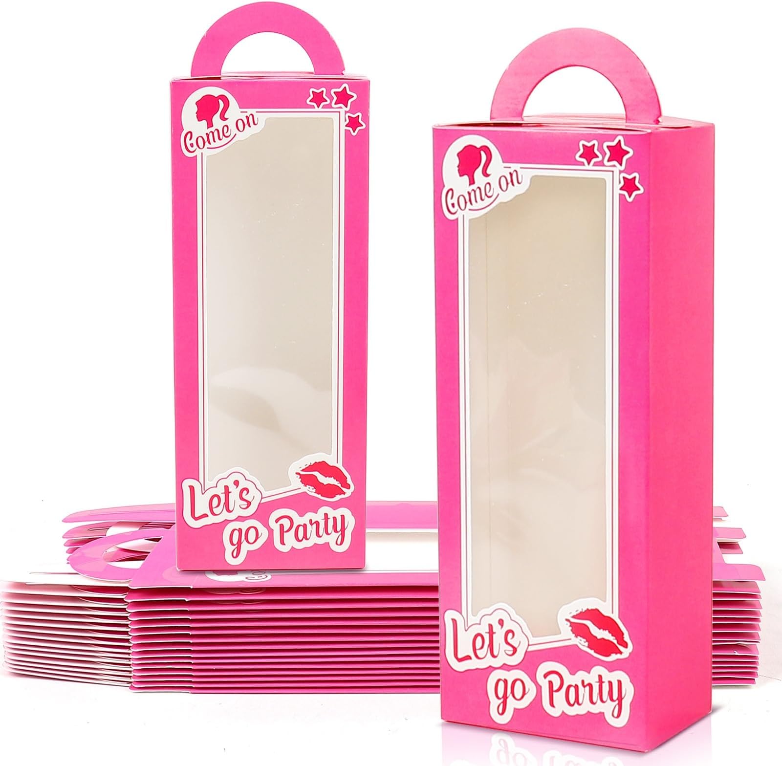 EGEN 16 Pack Party Boxes Pink Candy Boxes Party Props Pink Gift Bags Party Favor Bags Goodie Bags Party Treat Bags Pink Doll Party Favor Boxes