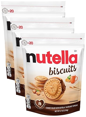 Nutella Galletas de avellana para untar con cacao, galletas sándwich, bolsa de 20 unidades (paquete de 3)