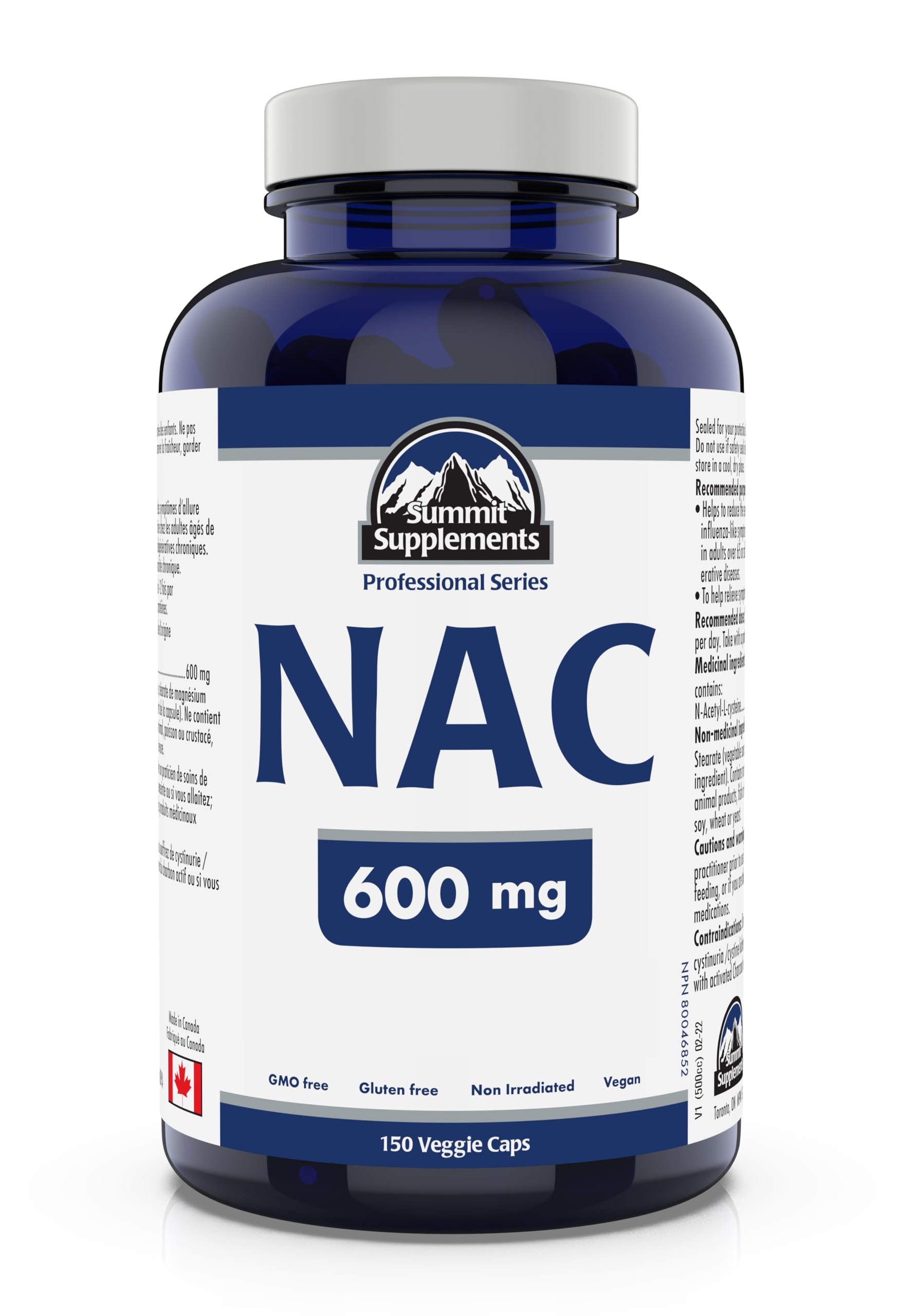 Summit Supplements - NAC Supplement 600mg, Nac n-Acetyl cysteine, Supports Antioxidant Glutathione Levels, Immune System Support, Liver Support - Product of Canada - 150 Capsules
