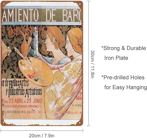 Miniatura 2 de Alexandre de Riquer - 3rd exposicion de Bellas Artes Tin poster, ideal wall decoration for offices, restaurants, bars, cafes, residences, gardens,