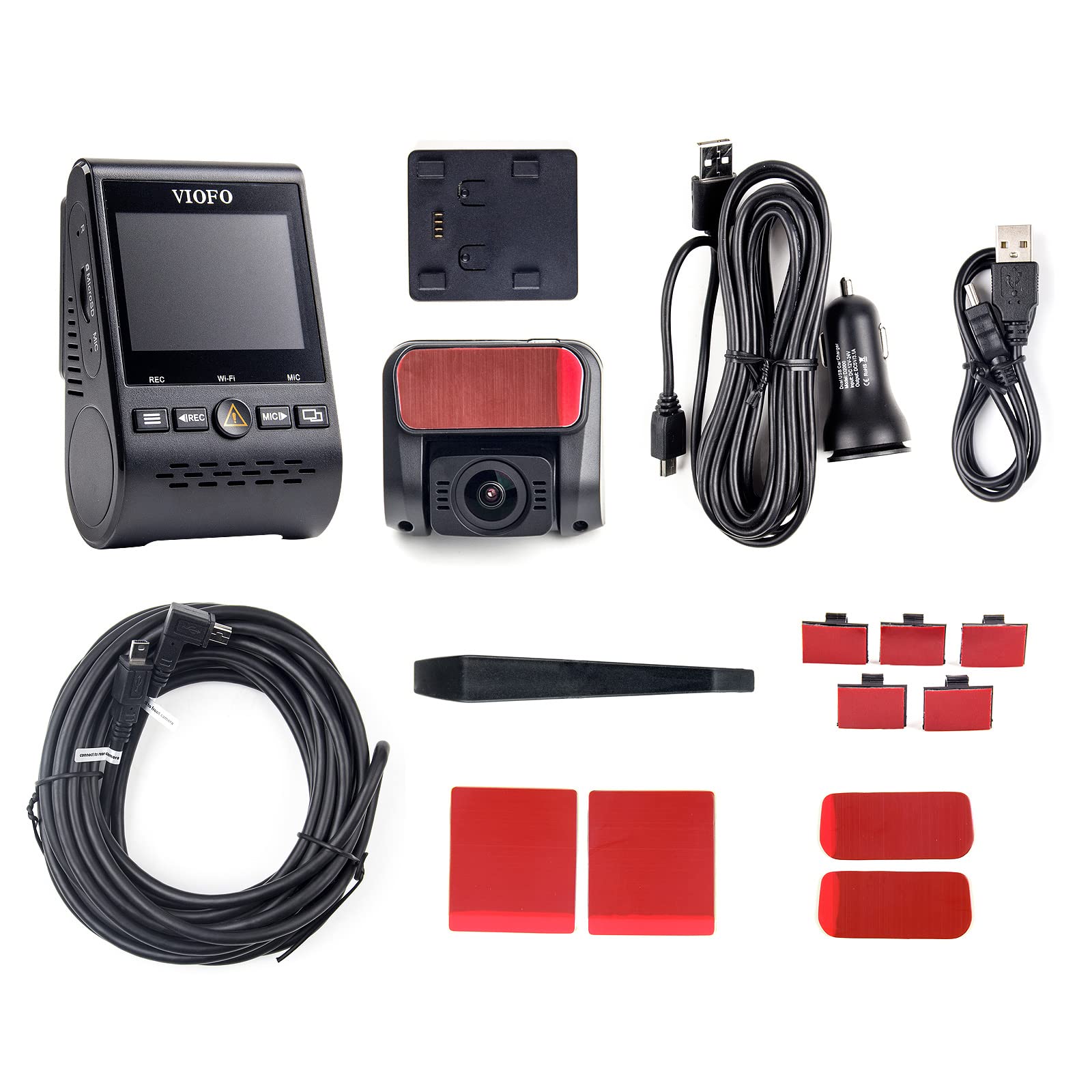 VIOFO A129 DUO Dash Cam 1080P per Auto WIFI 5GHz Veloc, GPS Logge Telecamera Auto Doppia Front + Rear, FHD con 2'' LCD Schermo, Parcheggio Mode 48h, Sony Sensor, Registrazione Continua