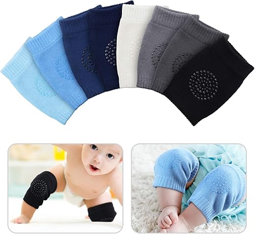 Miniatura 2 de 8 pares de rodilleras antideslizantes unisex para bebés, protectores de rodilla para aprender a gatear, calcetines calentadores de piernas