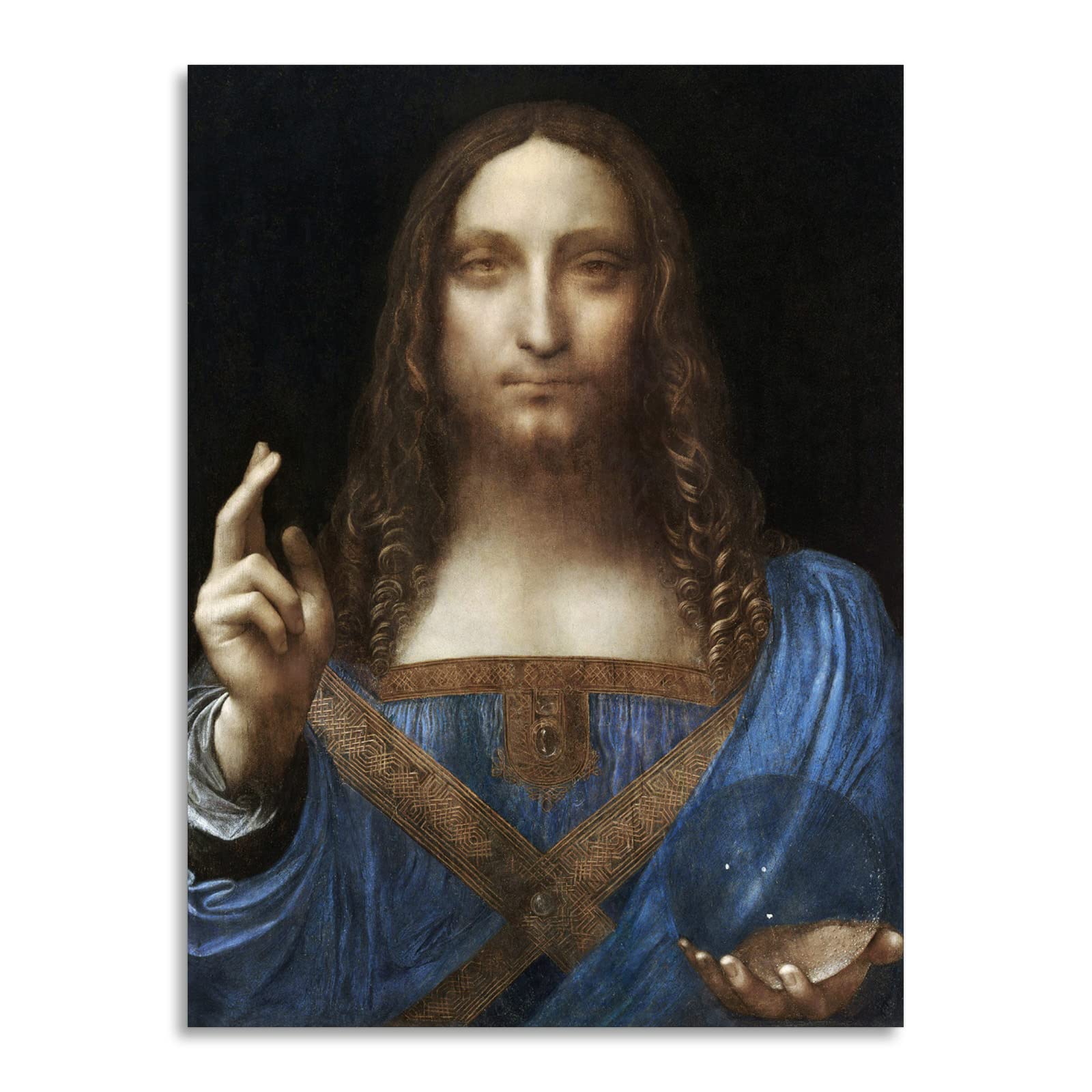 LuxHomeDecor Leonardo da Vinci - Salvator Mundi Quadro Stampa su Tela con Telaio in Legno misura 50x70 cm