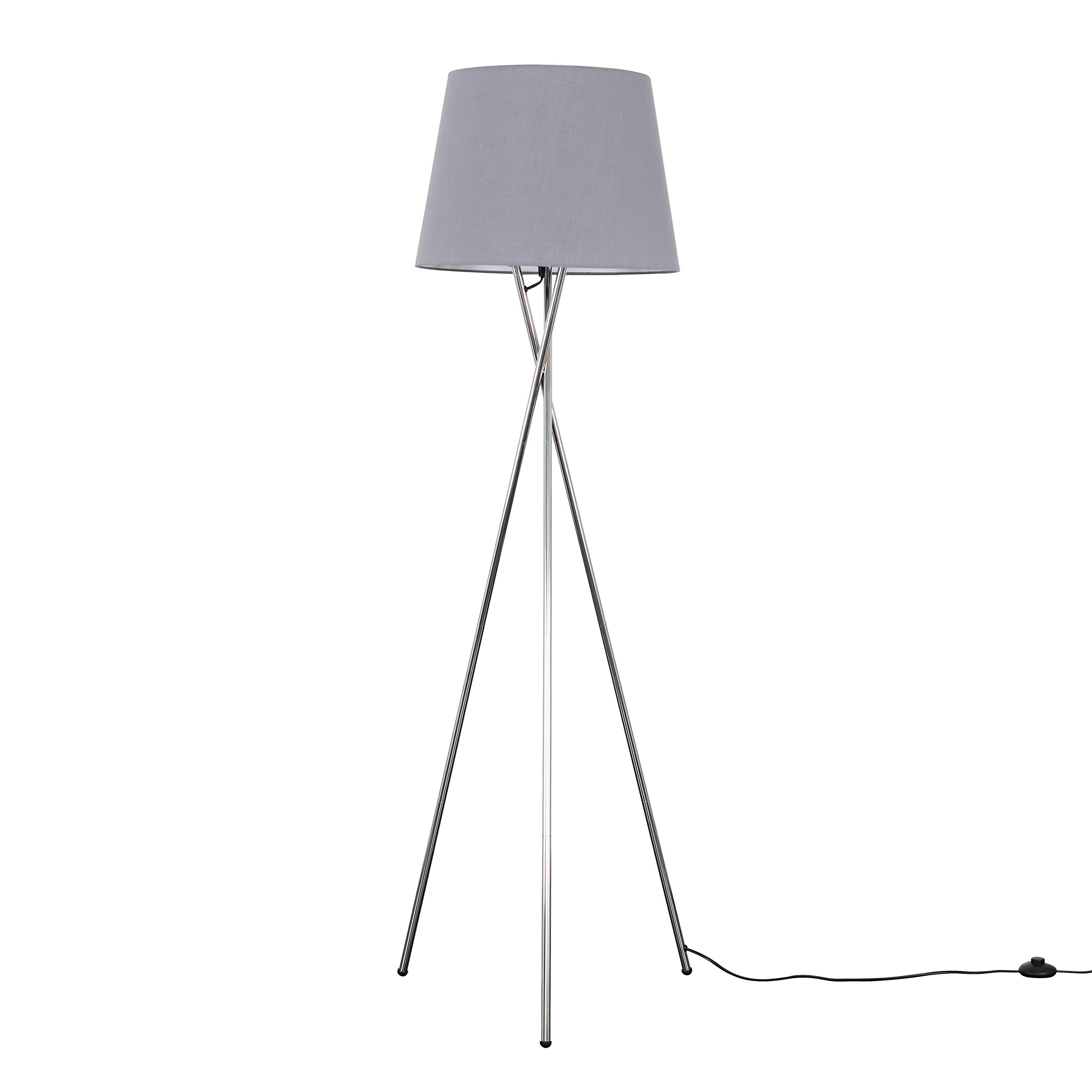 Minisun Grey | Modern Polished Chrome Floor Lamp With A Tapered Shade | Floor Lamps & Torchieres, Home Décor & Improvement Essential
