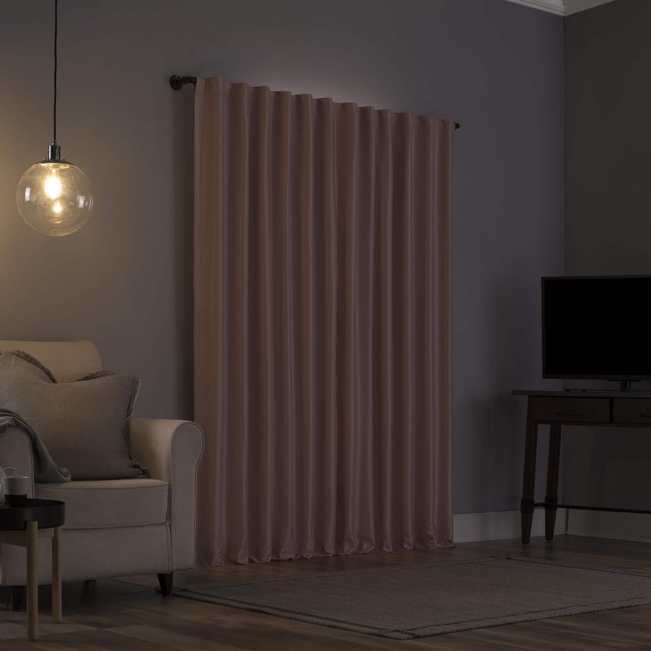Sun Zero Greyson Panneau de Rideau Thermique en Soie synthétique Dupioni avec Pattes arrière, 127 x 213,4 cm, Rose pâle