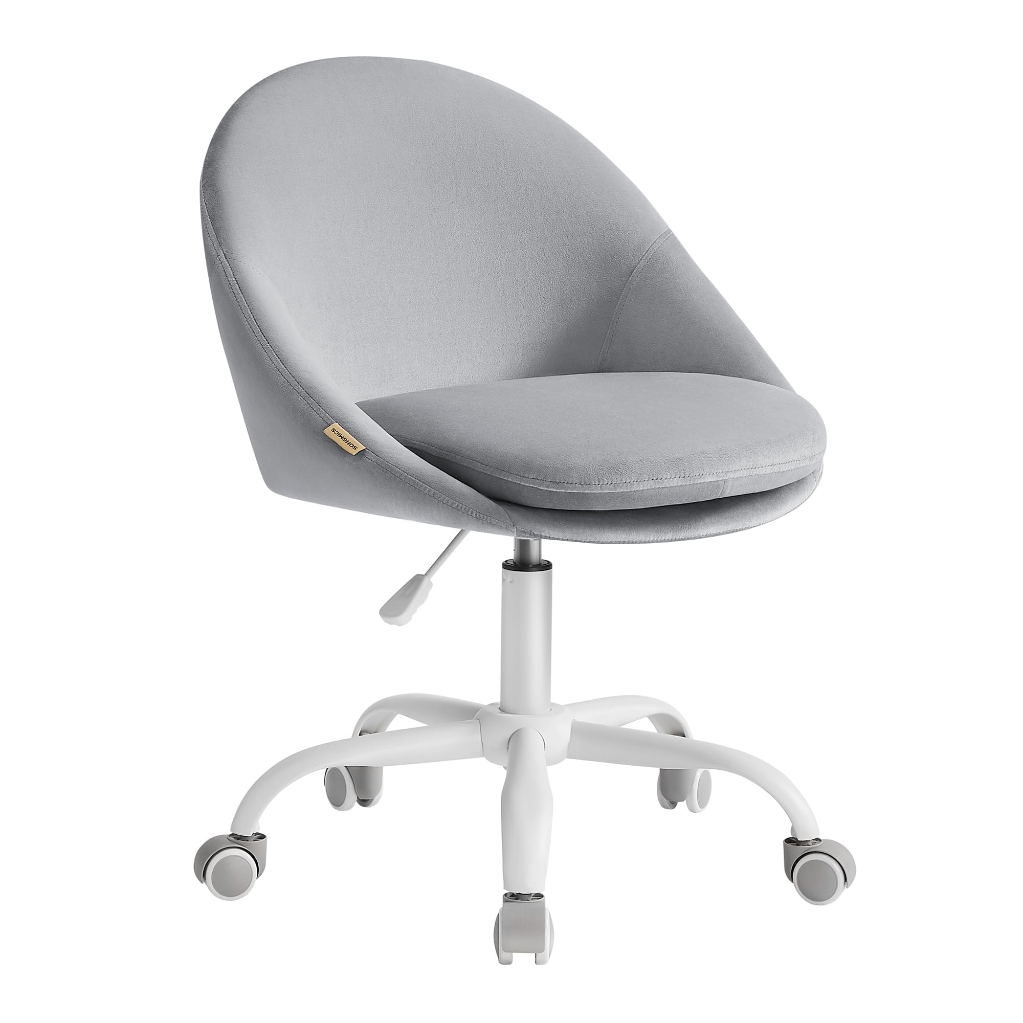 SONGMICS Chaise de Bureau, Fauteuil Pivotant en Tissu Coton-​Lin, Siège Confort, Rembourrage en Mousse, Réglable en Hauteur, pour Bureau, Chambre, Gris Tourterelle OBG020G01