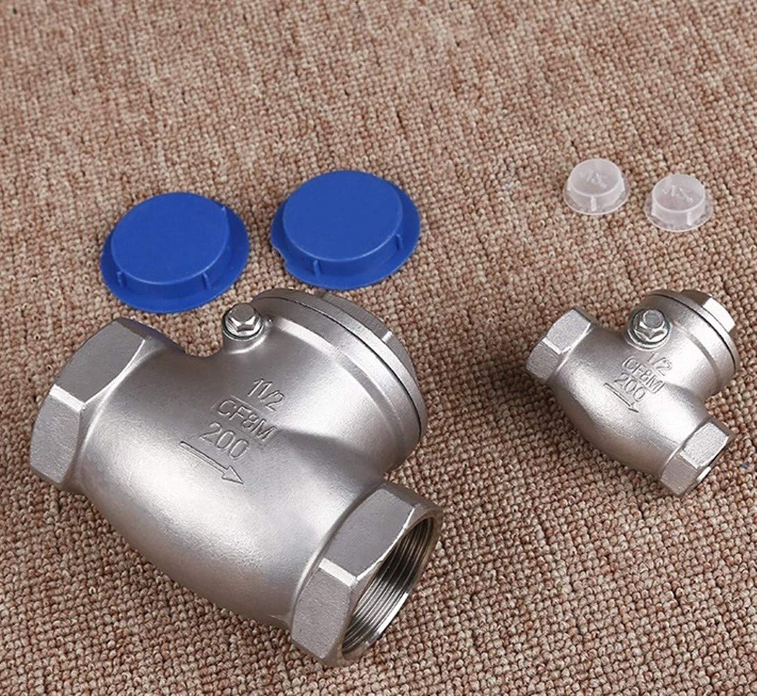 Válvulas de retención Acero Inoxidable 1/2 Pulgada DN15 DN20 DN25 PN16 CF8M Válvula de retención con Rosca Hembra Válvula de retención oscilante de Alta presión 200PSI(DN25)