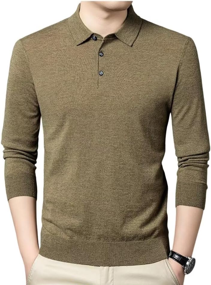 Men's 100% Wool Polo - Style Sweater