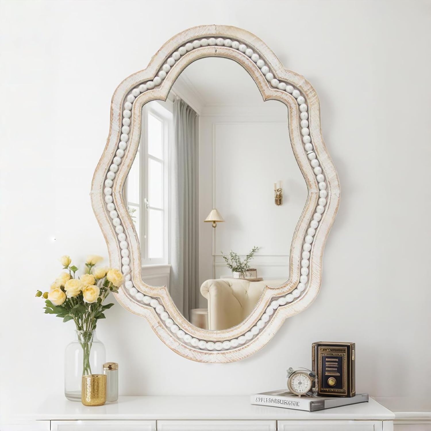 Amazon.com: Elegant Scalloped Beaded Mirror with Unique Designed ...