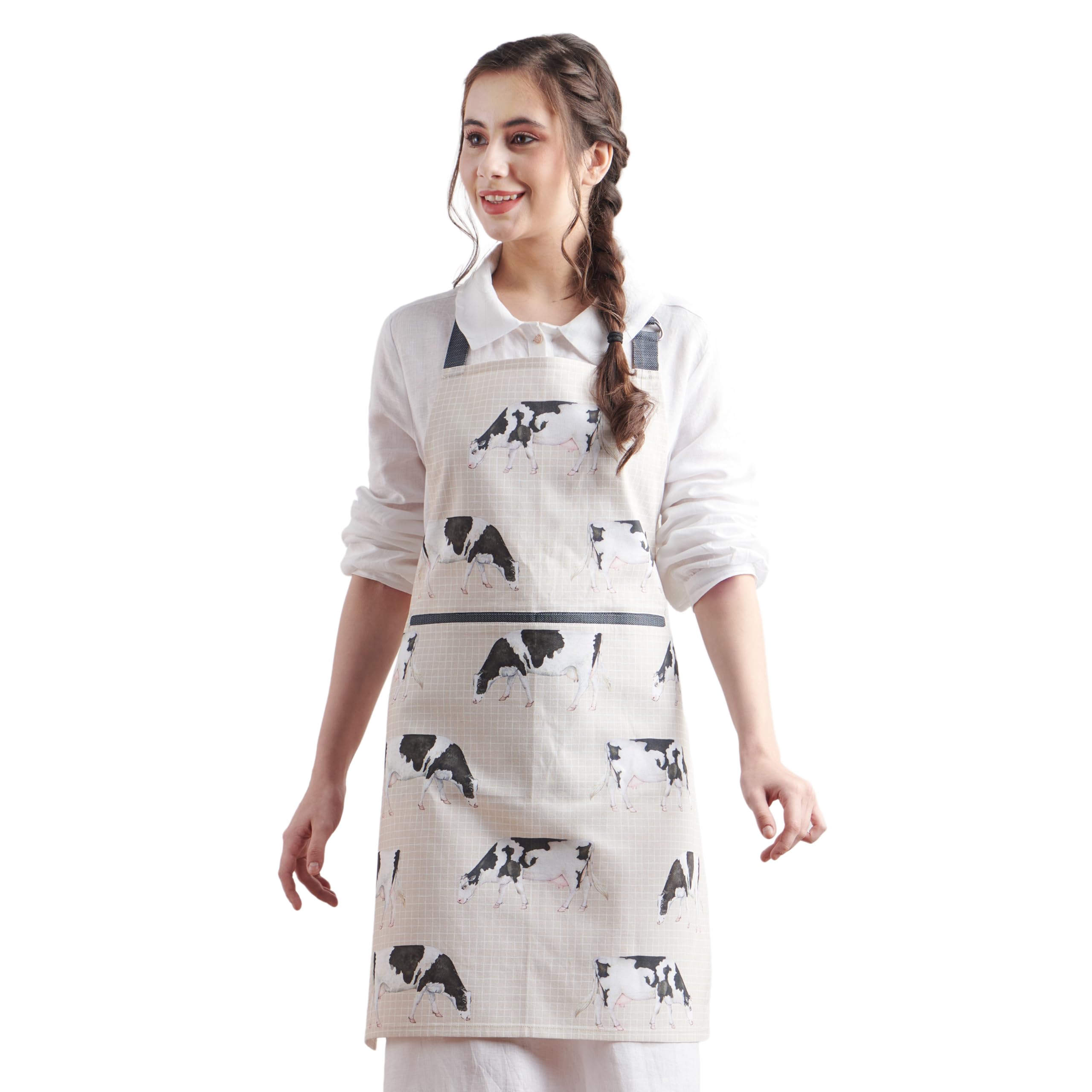 Maison d' Hermine Delantal de 100% algodón, 1 pieza, correa ajustable para el cuello, delantal con bolsillo central y cintas largas para hombre y mujer