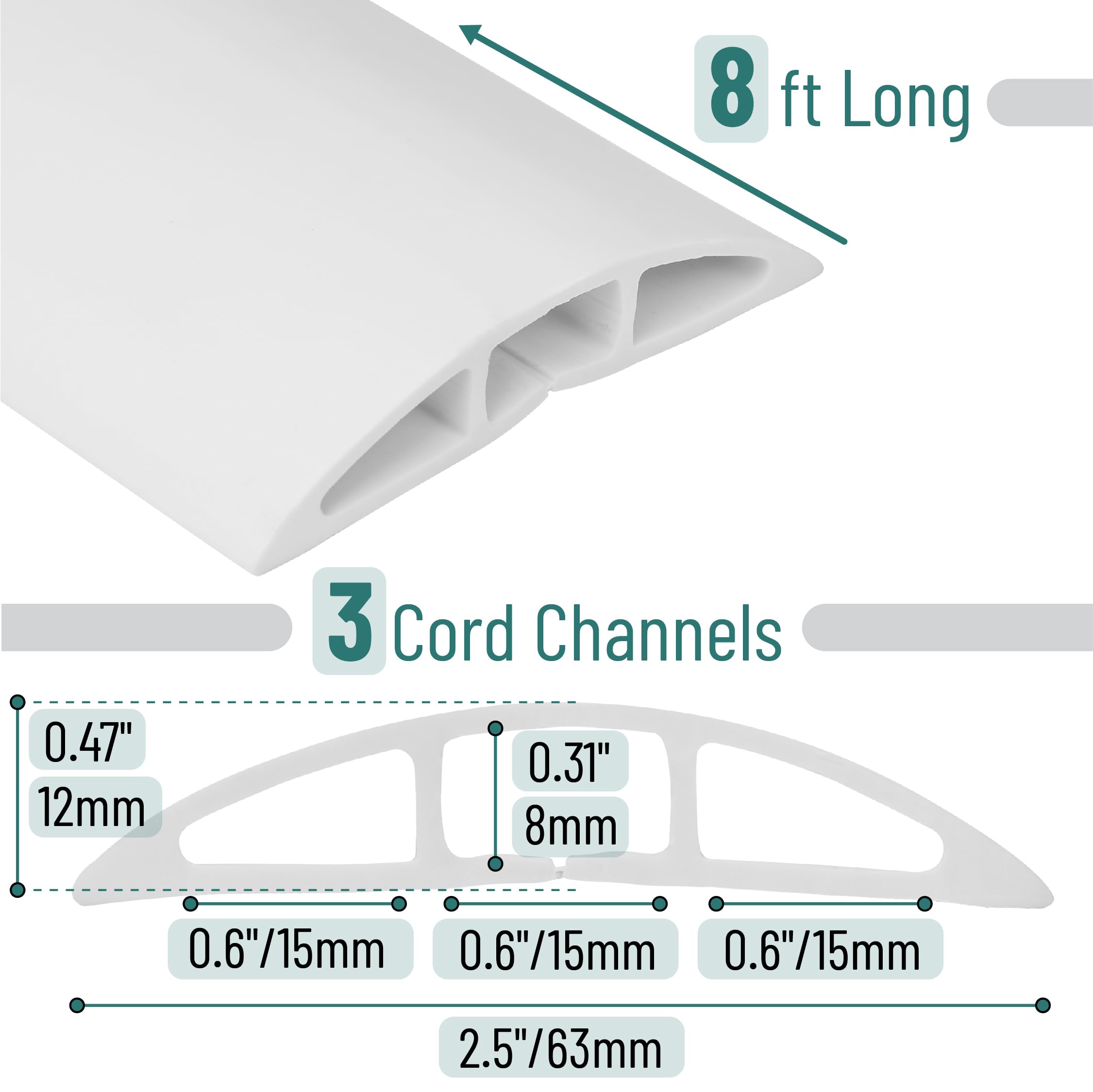 Bates- Cubierta de cable de suelo, cubierta de cable de 6 pies, cubierta de cable, protector de cable, cubierta de cable de suelo, piso de ocultación de cables, cubierta de cable de extensión,