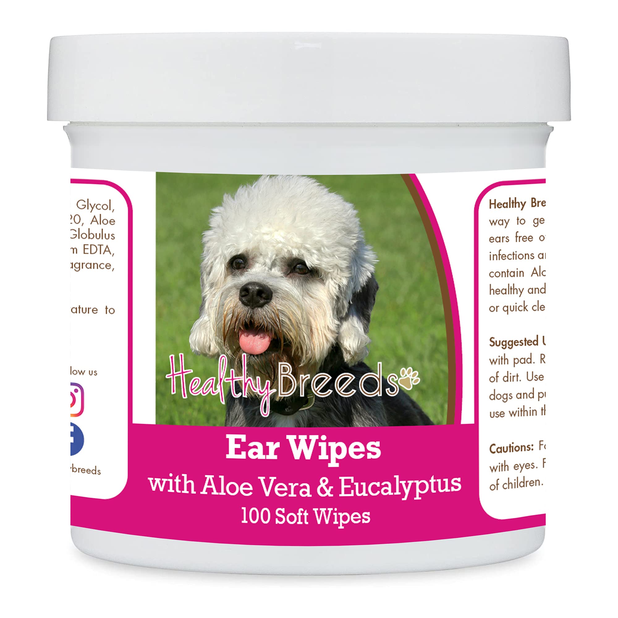 Healthy Breeds Dandie Dinmont Terrier Ear Cleaning Wipes with Aloe &amp; Eucalyptus for Dogs 100 Count