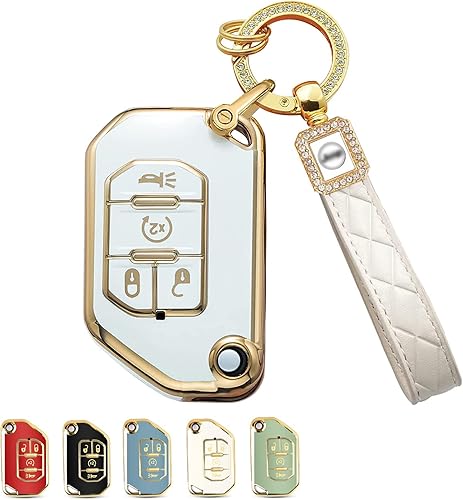 YaSeim Funda protectora de TPU suave para llavero de automóvil compatible con Jeep 2018-2022 Gladiator JT Sahara JLU Wrangler Rubicon 4 botones a