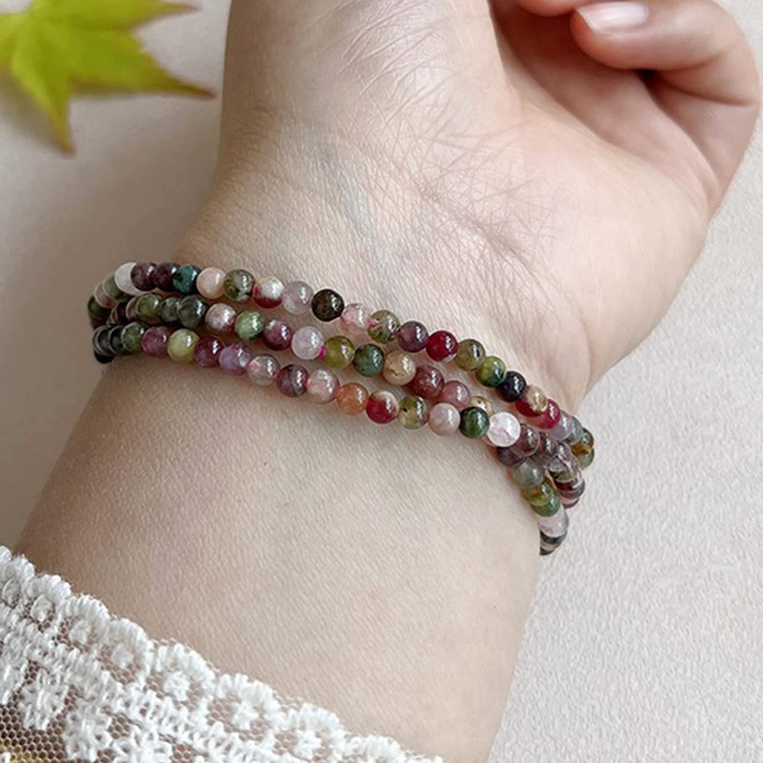 Braccialetto Braccialetti di Perline, Braccialetti di Protezione for Uomo Donna Perline di Buddha Naturali Tormalina 3 Cerchio Braccialetto Feng Shui Braccialetto Fortunato Braccialetto Elastico Porta