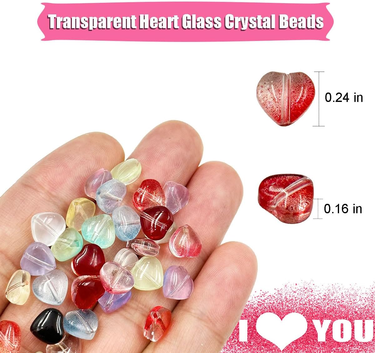 Mixed Glass Heart Beads, 120Pcs Heart Crystal Spacer Loose Beads Colorful Small Hole Bead for Women DIY Jewelry Making Craftings Bracelets Necklaces Earrings Beading Projects - Image 3