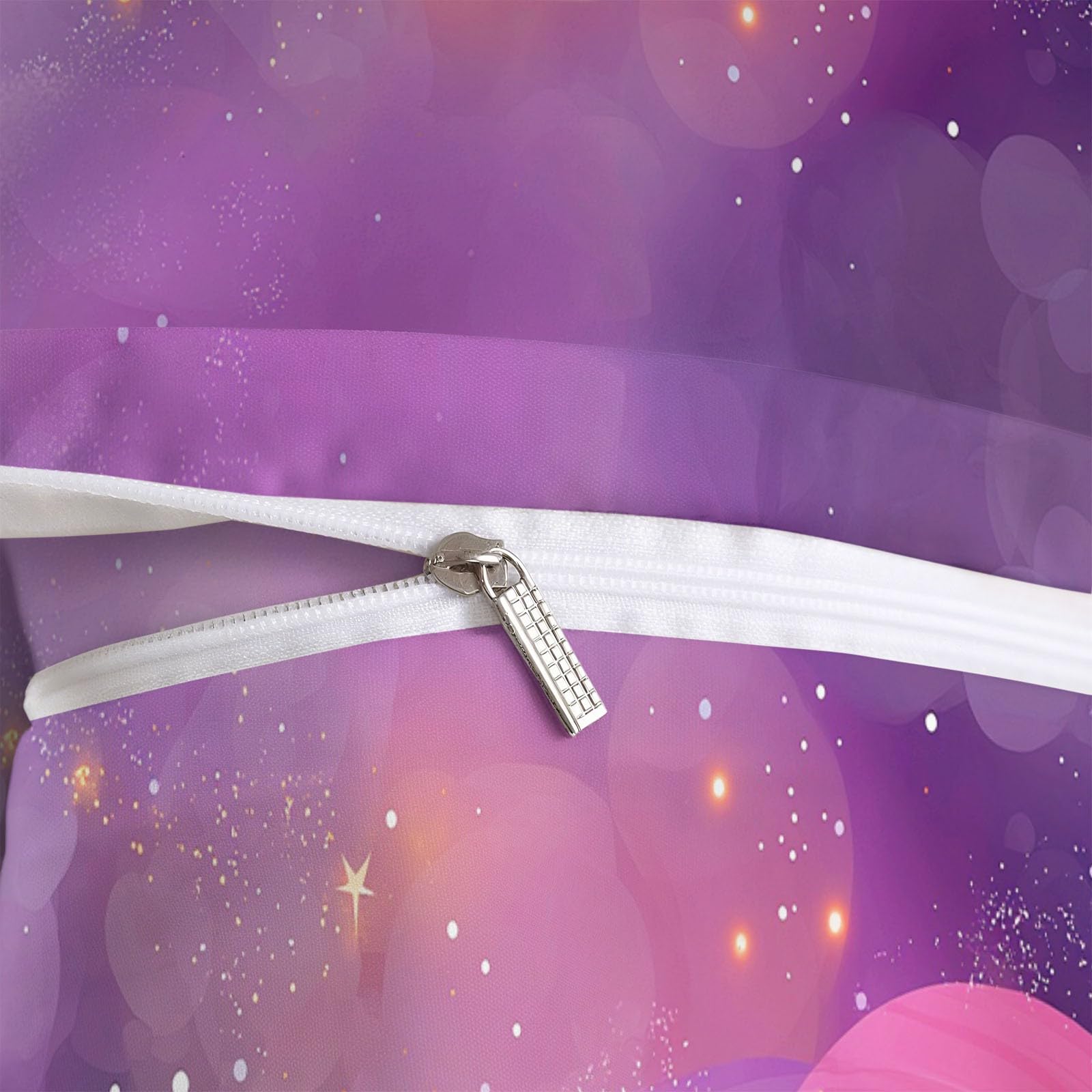 Zestaw poszewek na kołdrę fantasy kreskówka gwiaździste niebo, 260 x 220 cm, rozmiar super king, różowa, ultramiękka hipoalergiczna poszewka na kołdrę, z zapięciem na zamek błyskawiczny, na wszystkie