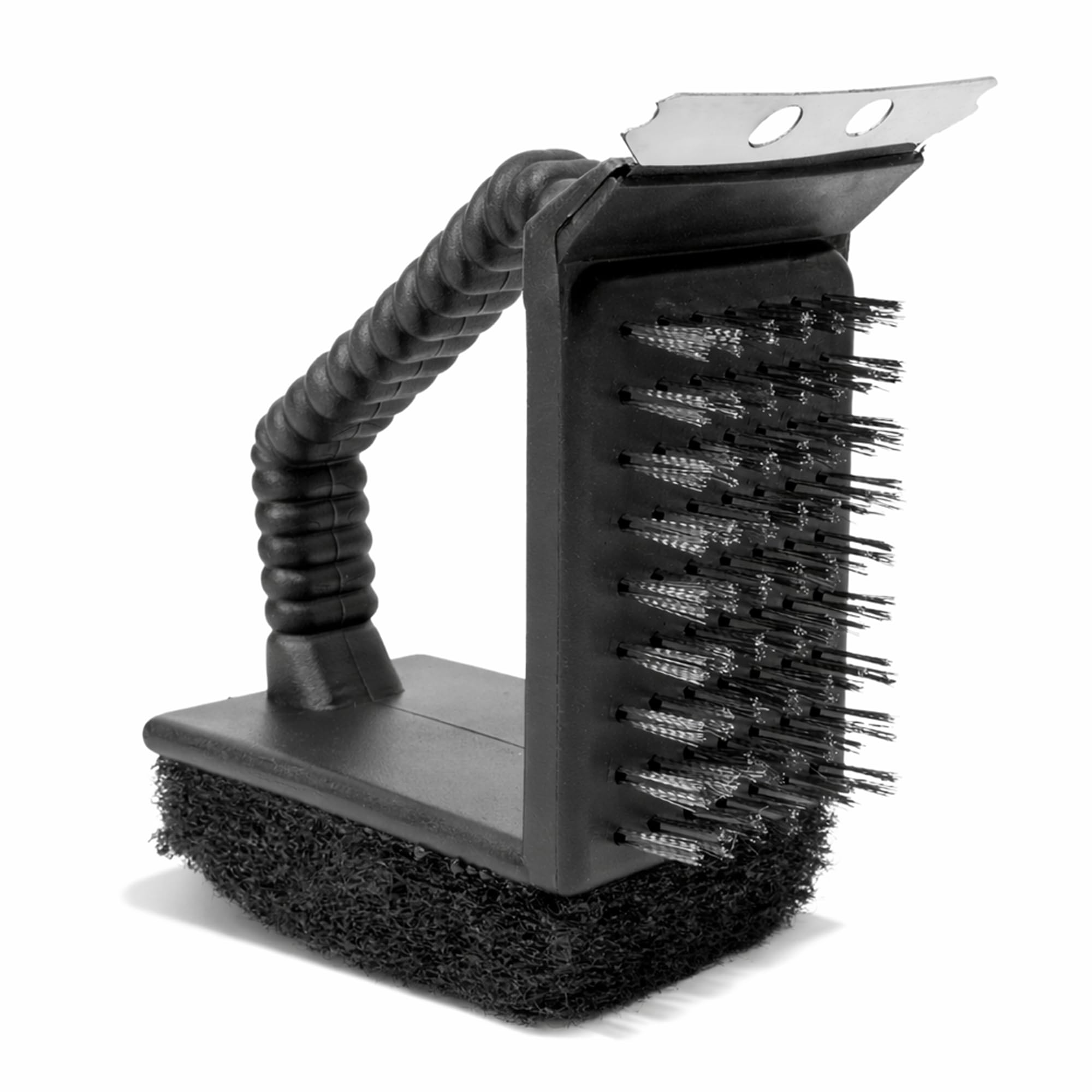 BBQ Grill Cleaning Brush - 3 in 1 Durable Cleaning Tool for Barbecue Grates, Steel Scraper and Wire Bristles Ideal for Maintaining Grills (4" - 3in1 Brush)
