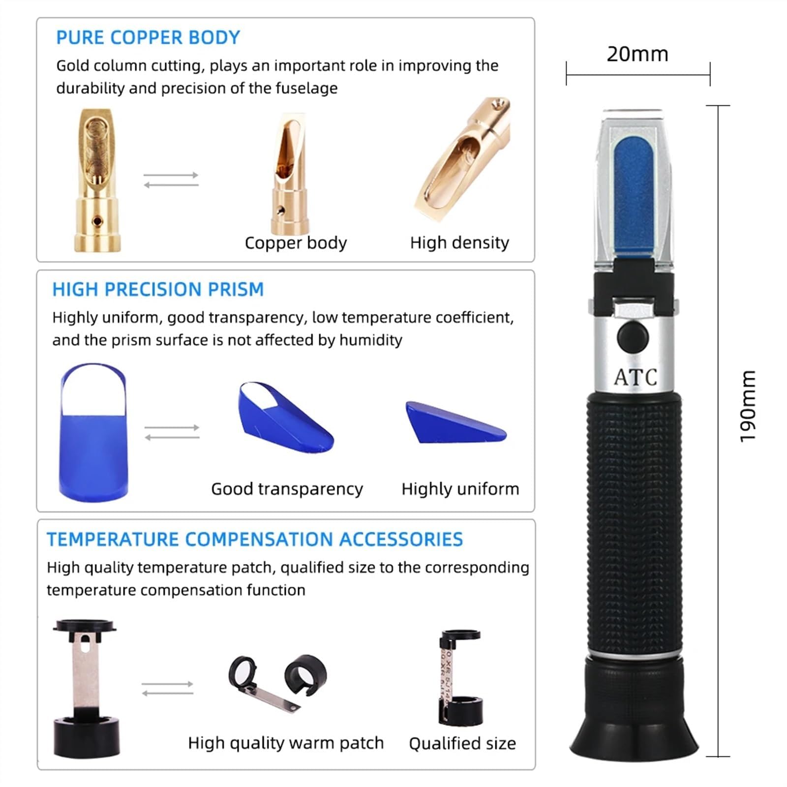 Handheld Klinisch Medizinische Refraktometer ATC Serum Protein Urin Spezifische Schwerkraft Meter Ausrüstung Werkzeug for Krankenhaus Labor