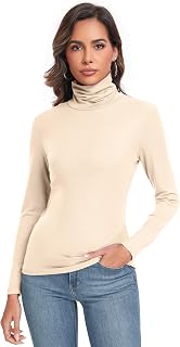 Women's Long Sleeve Casual Lightweight Turtleneck Top Slim Fit Thermal A...