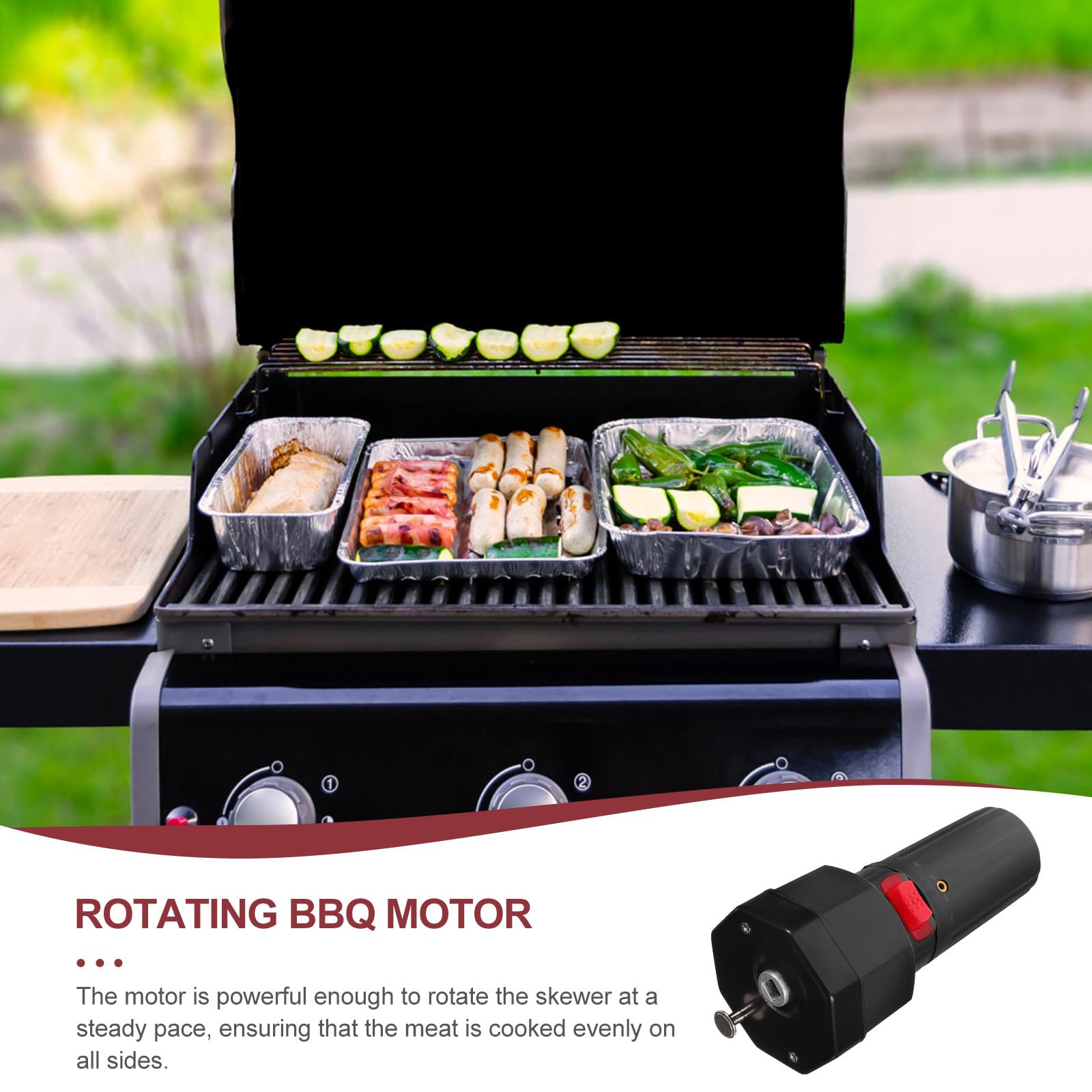 Motore per Girarrosto Elettrico 1,5v Dc Spiedo Rotante in Plastica Nero per Carne e Barbecue All'aperto Utensile Compatto e Resistente
