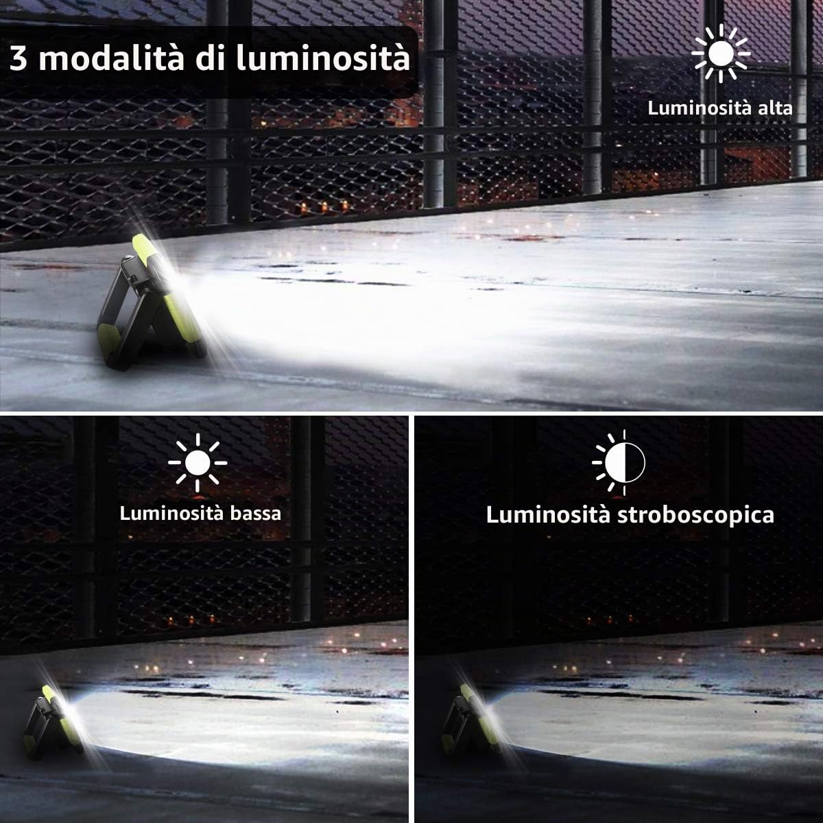Lepro Faro LED Ricaricabile 10W 1000 Lumen, Lampada da Campeggio e da Lavoro Portatile con Power Bank 4400mAh, 3 Modalità Luce Bianca, IP44, Faretto LED Esterno per Emergenza, Tenda, Garage