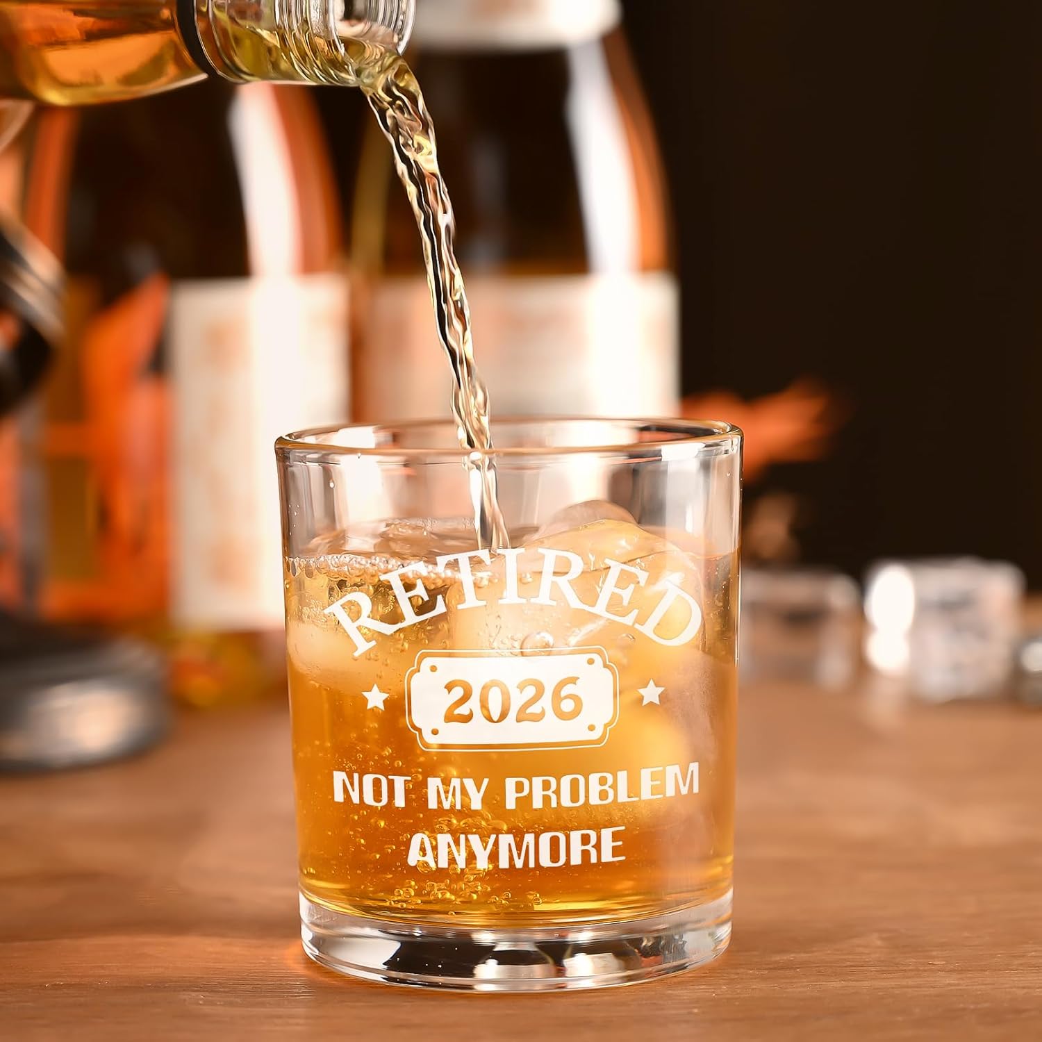 Futtumy Retirement Gifts for Men, Retired 2026 Not My Problem Anymore Whiskey Glass, Funny Retired Gifts for Boss Coworker Husband Teacher Friends Dad Grandpa, 10 Oz Retired Old Fashioned Glass - Image 2