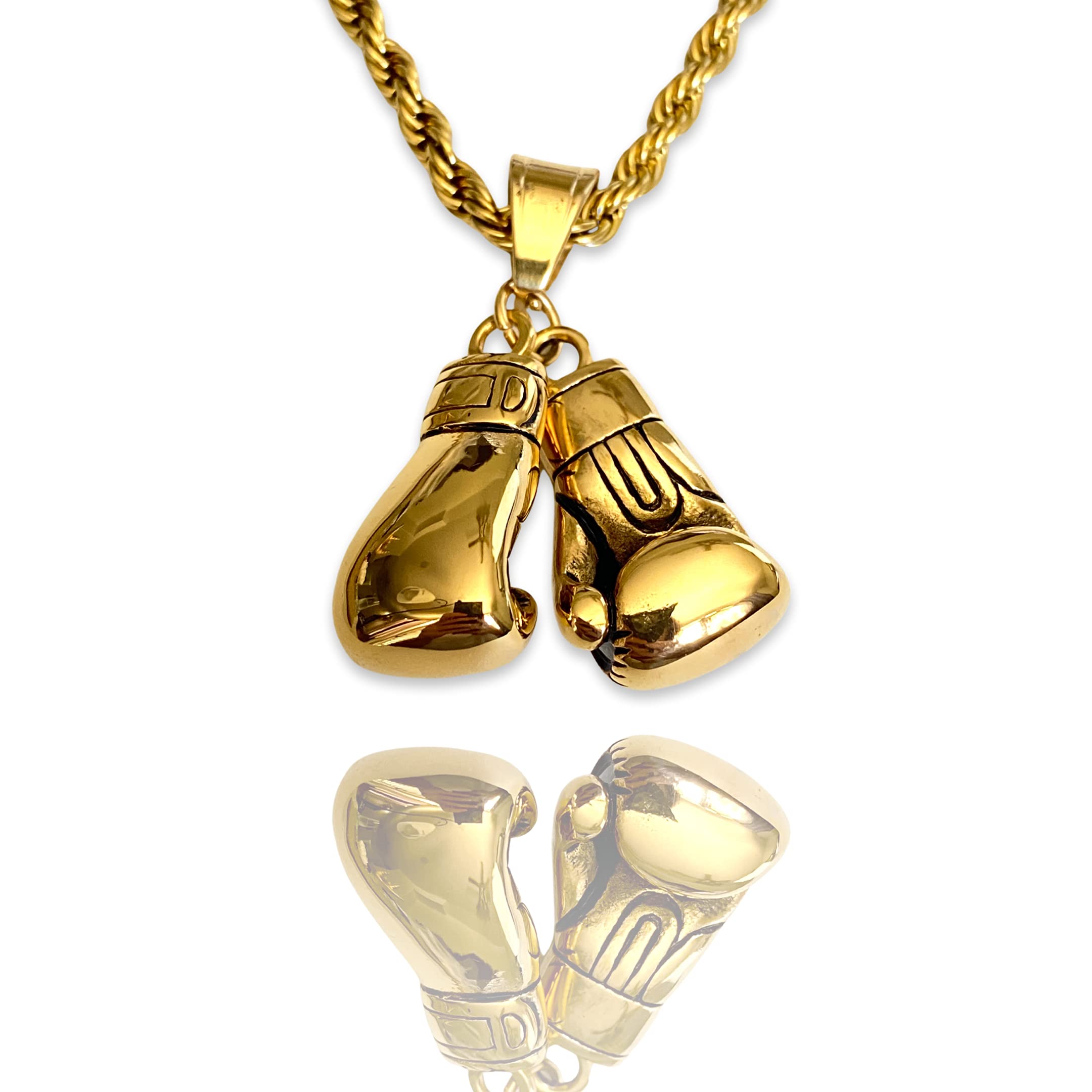 Boxing Gloves Necklace Mens Women 14k Gold Finish Fighter Boxer