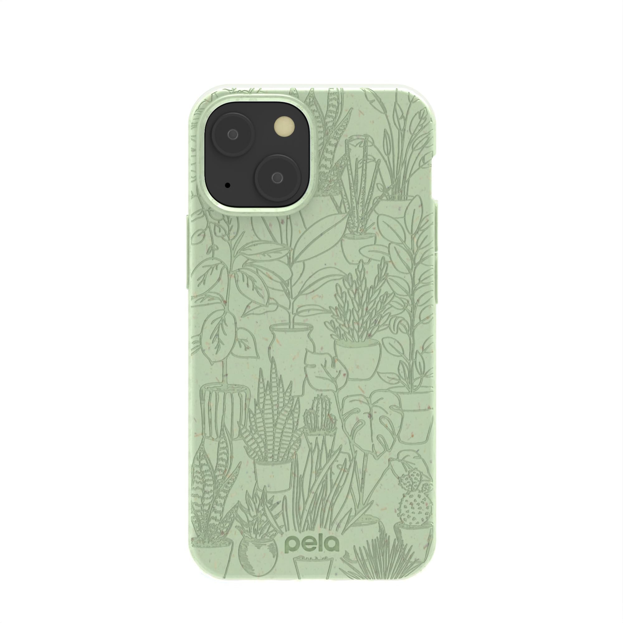 Pela | Phone Case Compatible with iPhone 13 Mini | Limited Edition | Supports Wireless Charging | Cute Eco Friendly | Green Oasis