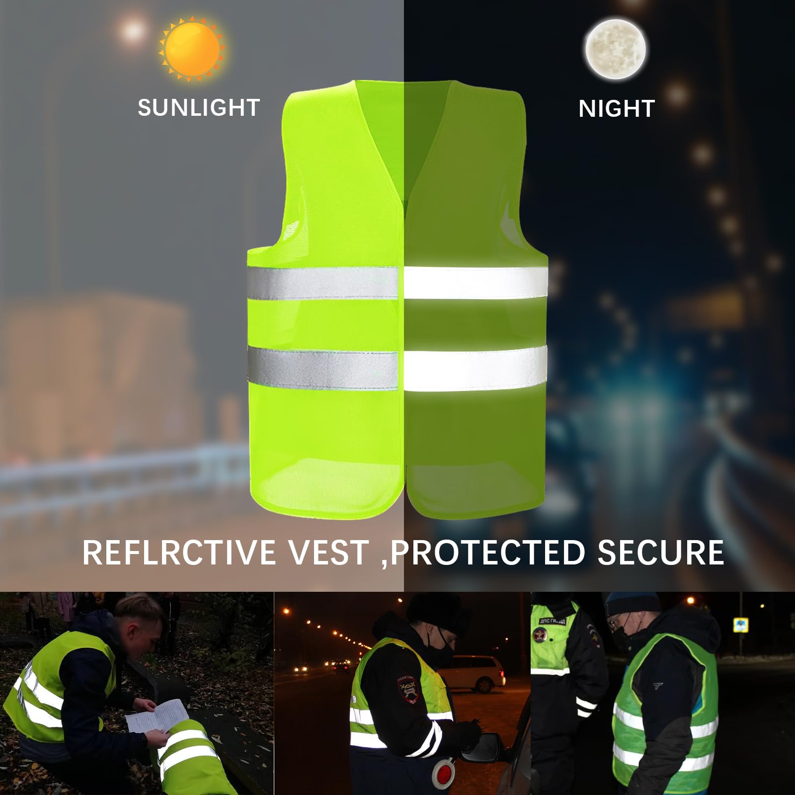 Chaleco Reflectante de Seguridad,10 Piezas Chalecos de Advertencia,Chalecos de Seguridad Alta Visibilidad, Chaleco de Seguridad de Alta.Visibilidad para Conductor, Limpiadores
