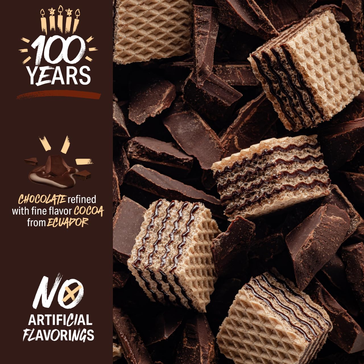 Loacker Quadratini Chocolate Variety Wafer Cookies LARGE - Mix of Dark Chocolate, Chocolate and Double Choc - Premium Crispy Bite Size Wafers - 30% Less Sugar - LARGE Pack of 6