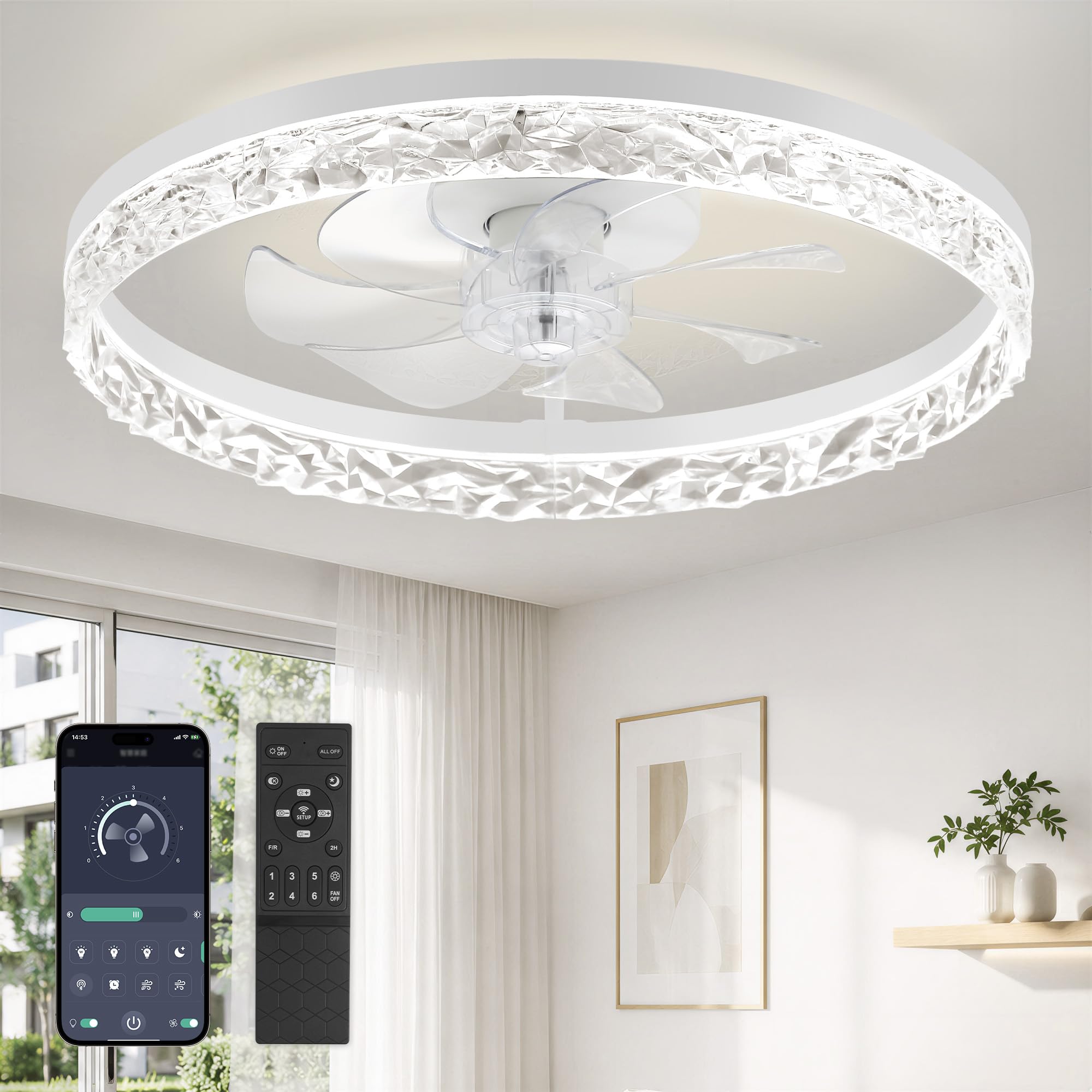 ZMISHIBO Ventilatore da soffitto con LED