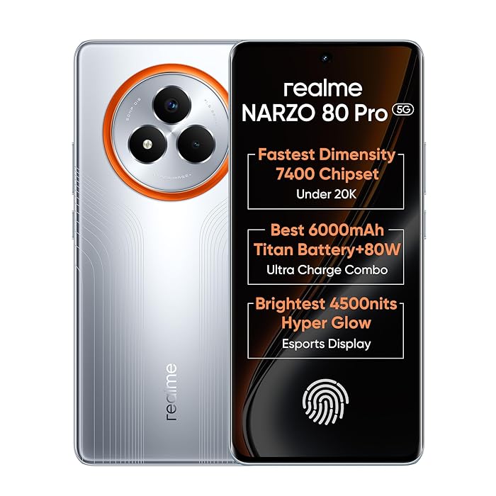 NARZO 80 Pro 5G Smartphone 2025 Speed Silver 8GB RAM 128GB Storage Android 15