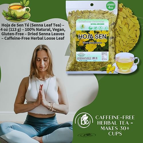 Miniatura 4 de Hoja de Sen Té (Senna Leaf Tea)  4 oz (113 g)  100% Natural, Vegano, Sin Gluten  Hojas de Senna Secas  Té de Hierbas Suelto Sin Cafeína  por