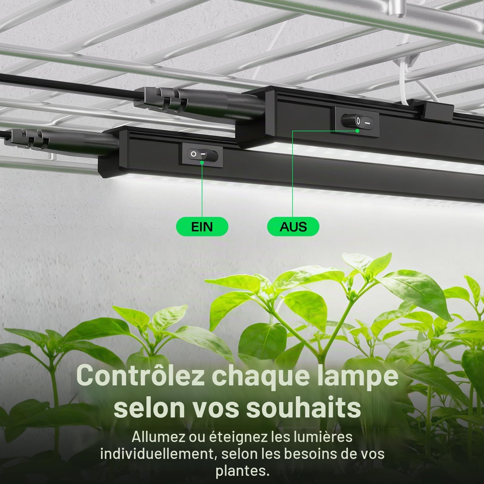 VIVOSUN Lampe LED T5 60 cm pour Plantes, 5000K Spectre Complet, 60W (4x15W) avec minuterie et variateur, éclairage pour semis, hydroponie et Plantes d’intérieur, Compatible SGS, Extensible, Lot de 4