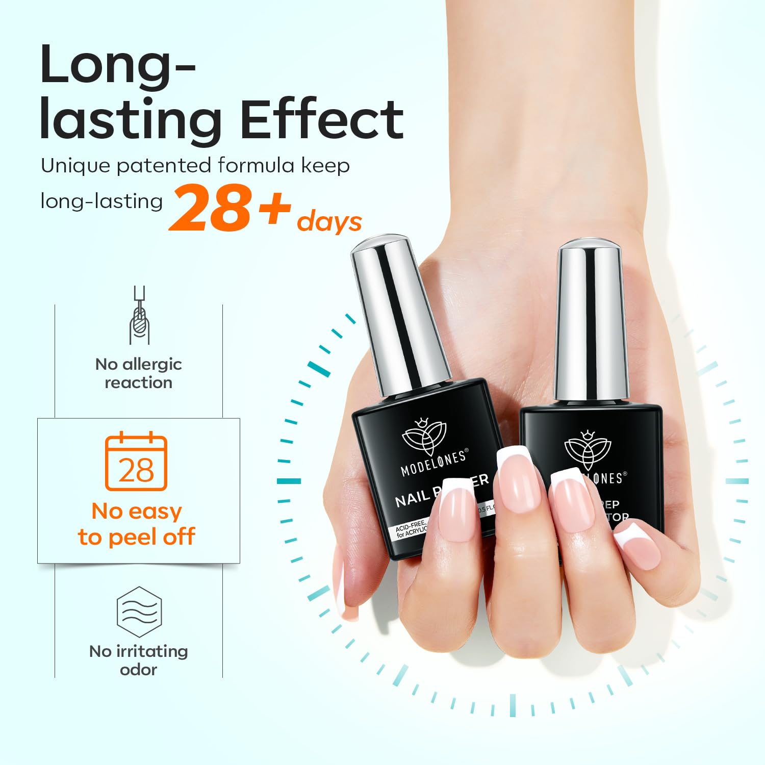 Modelones Primer Ongle Gel UV et Déshydrateur Kit Vernis Semi Permanent pour Acrylique Polygel Vernis à Ongles Nail Prep Déshydratation et Collage Manucure Naturels Air Dry 15 ml 2pcs