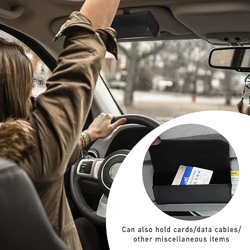 Miniatura 6 de Augeny Soporte para lentes de sol para visera solar de automóvil, estuche de cuero para guardar lentes con cierre magnético oculto, caja