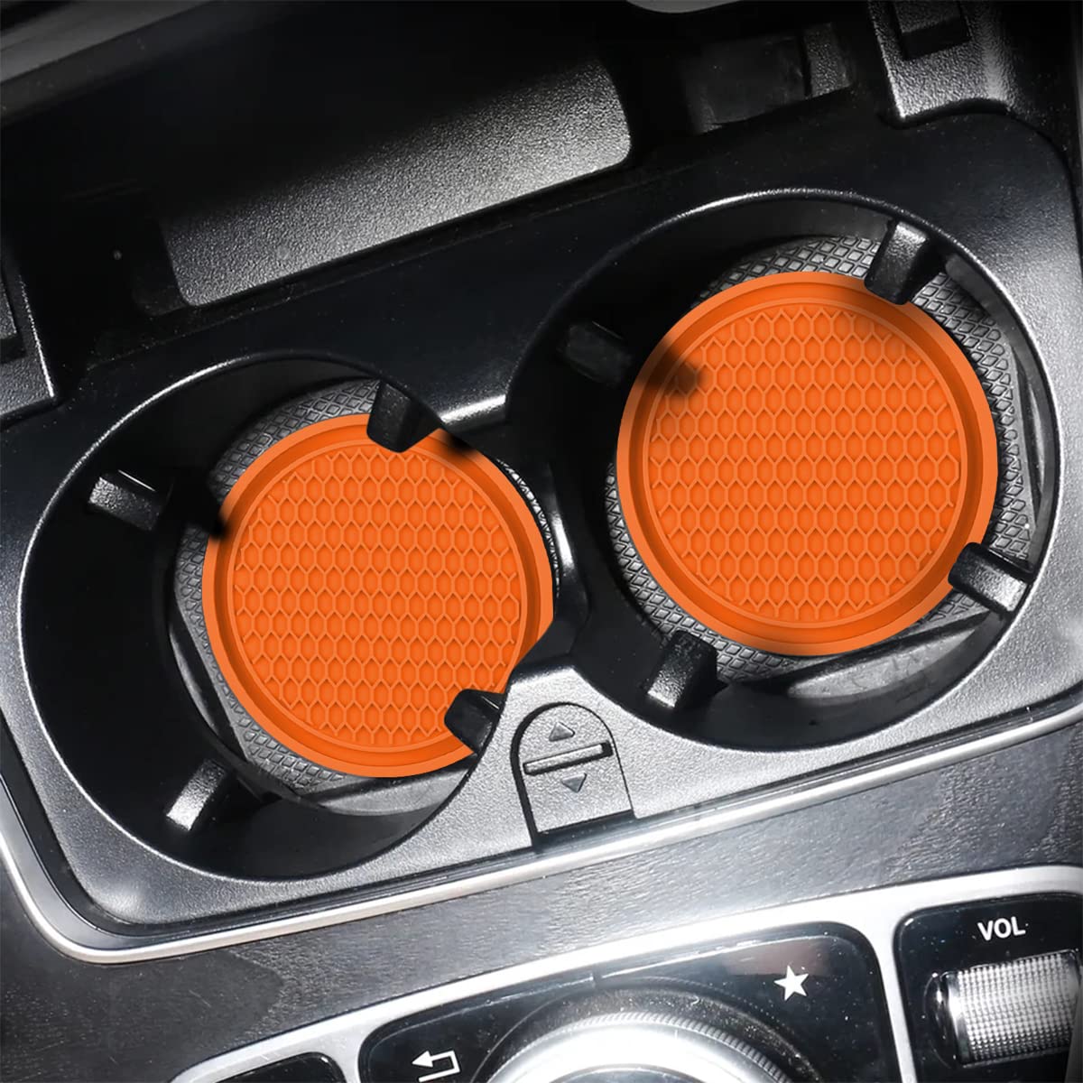 CGEAMDY 4 Pezzi Sottobicchieri da Auto Universale in PVC Spesso, Car Coaster per Portabicchieri (Giallo