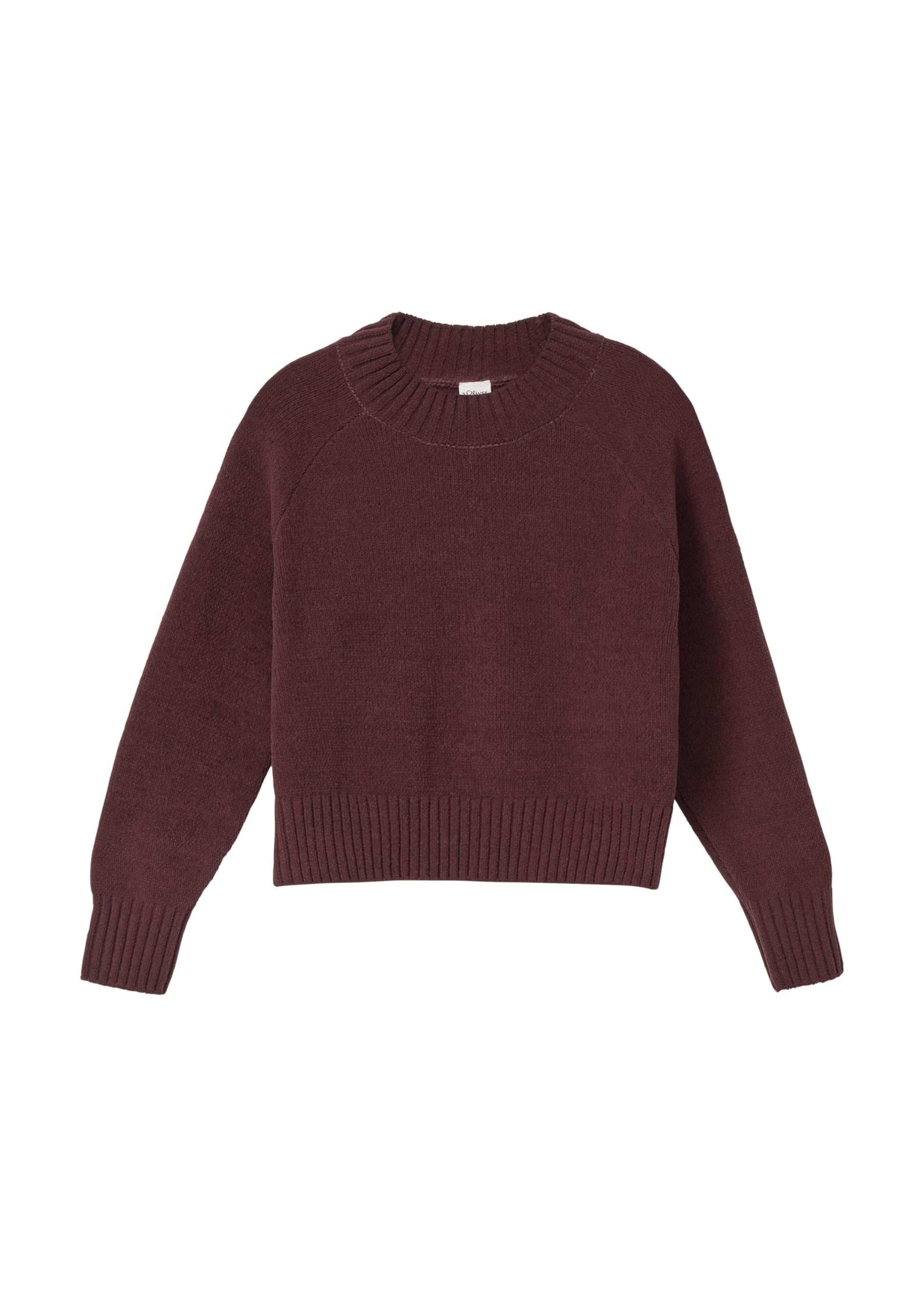 s.Oliver Loose Fit Strickpullover mit Stehkragen aus Chenille-Garn